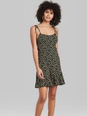 Wild Fable Black Yellow Lemon Print Mini Dress XXL